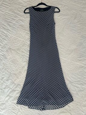 Ralph Lauren Navy and White Gingham Maxi Dress